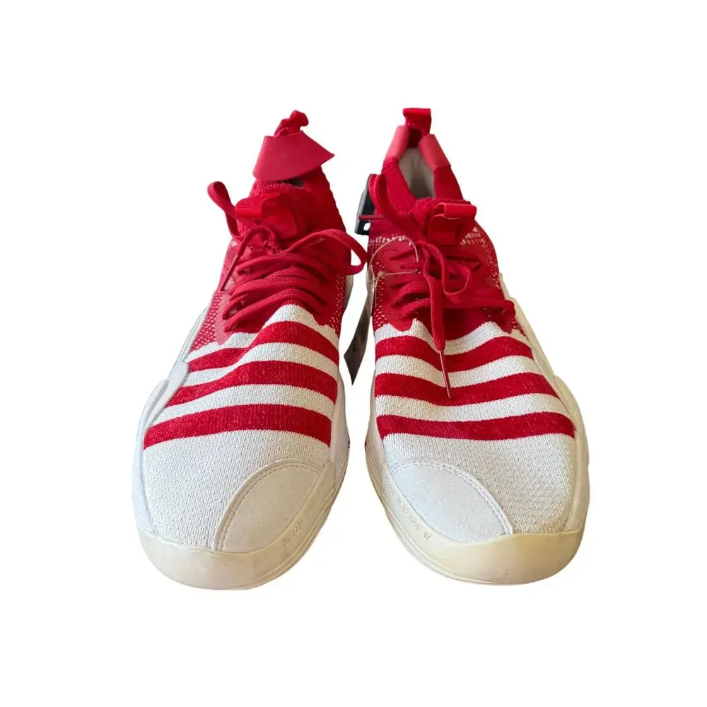 Adidas Men's Red Textured Knit Trae Young 2.0 Sneaker Shoes Size 17
